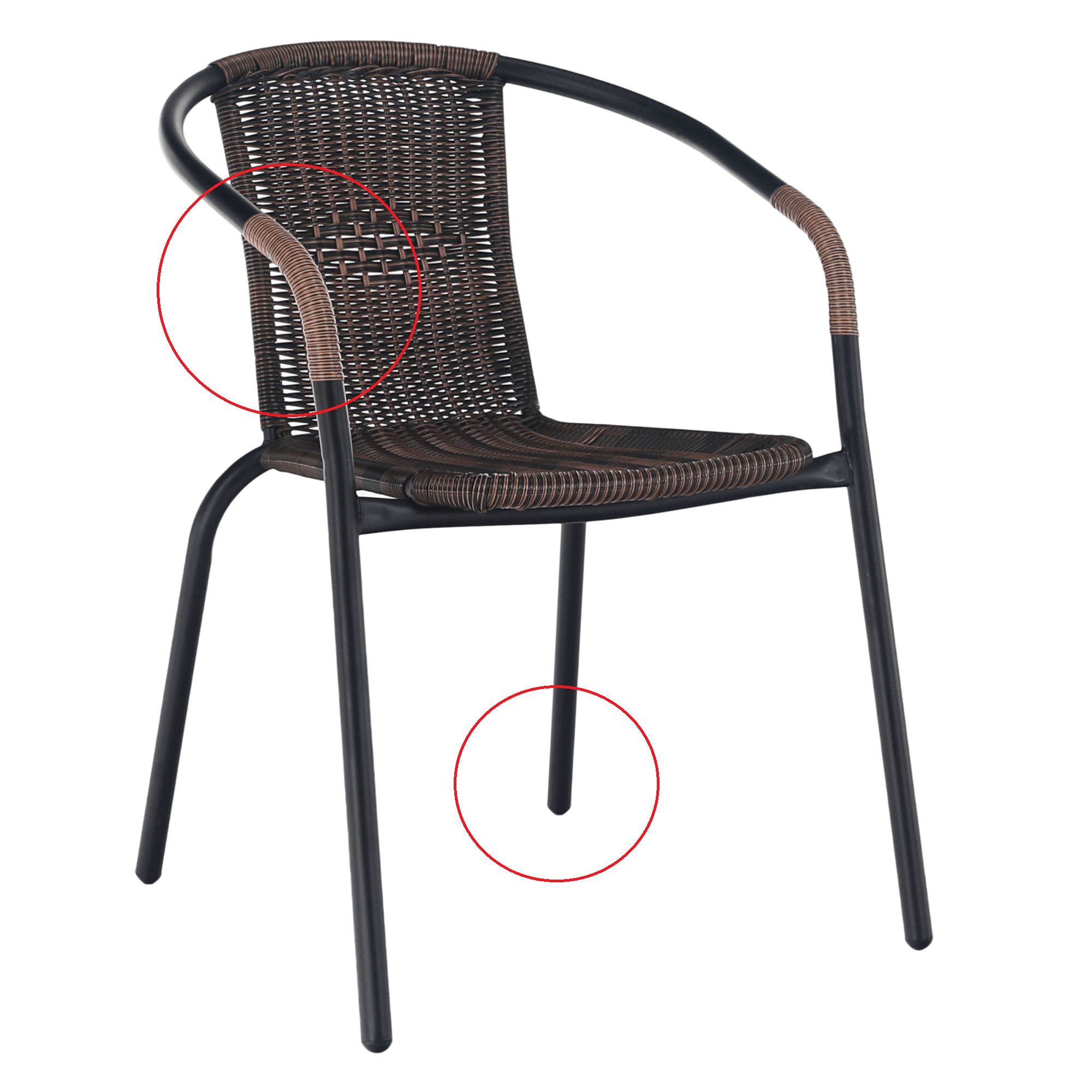 Stohovateľná stolička, hnedá/čierny kov, DOREN P5, poškodený tovar