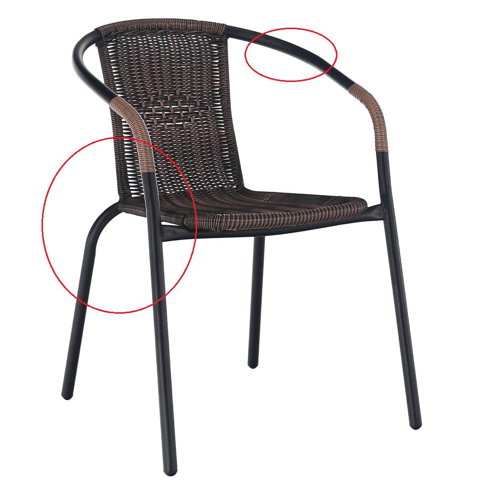 Stohovateľná stolička, hnedá/čierny kov, DOREN P6, poškodený tovar