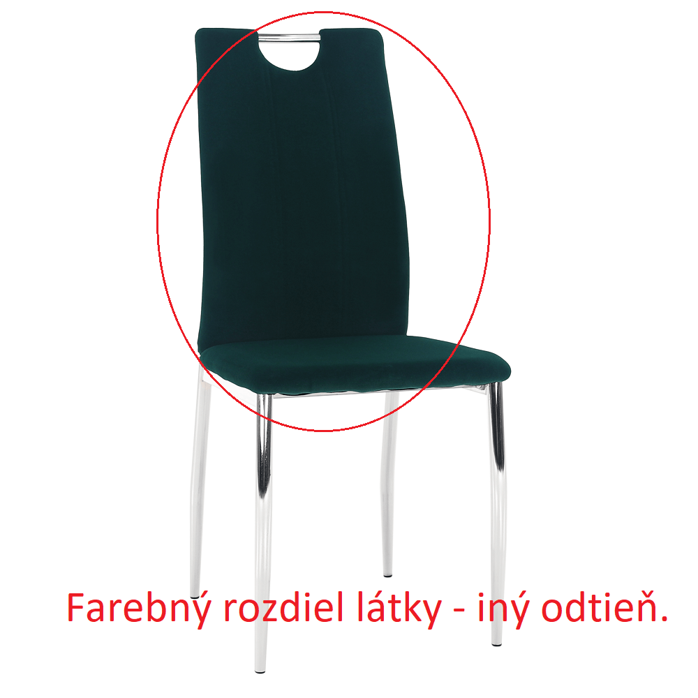 Jedálenská stolička, smaragdová Velvet látka/chróm, OLIVA NEW P1, poškodený tovar