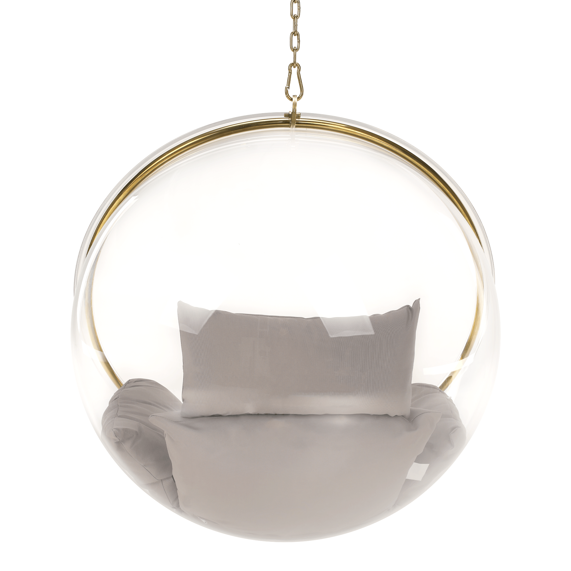 Függő fotel, átlátszó/arany/szürke, BUBBLE NEW TYP 1