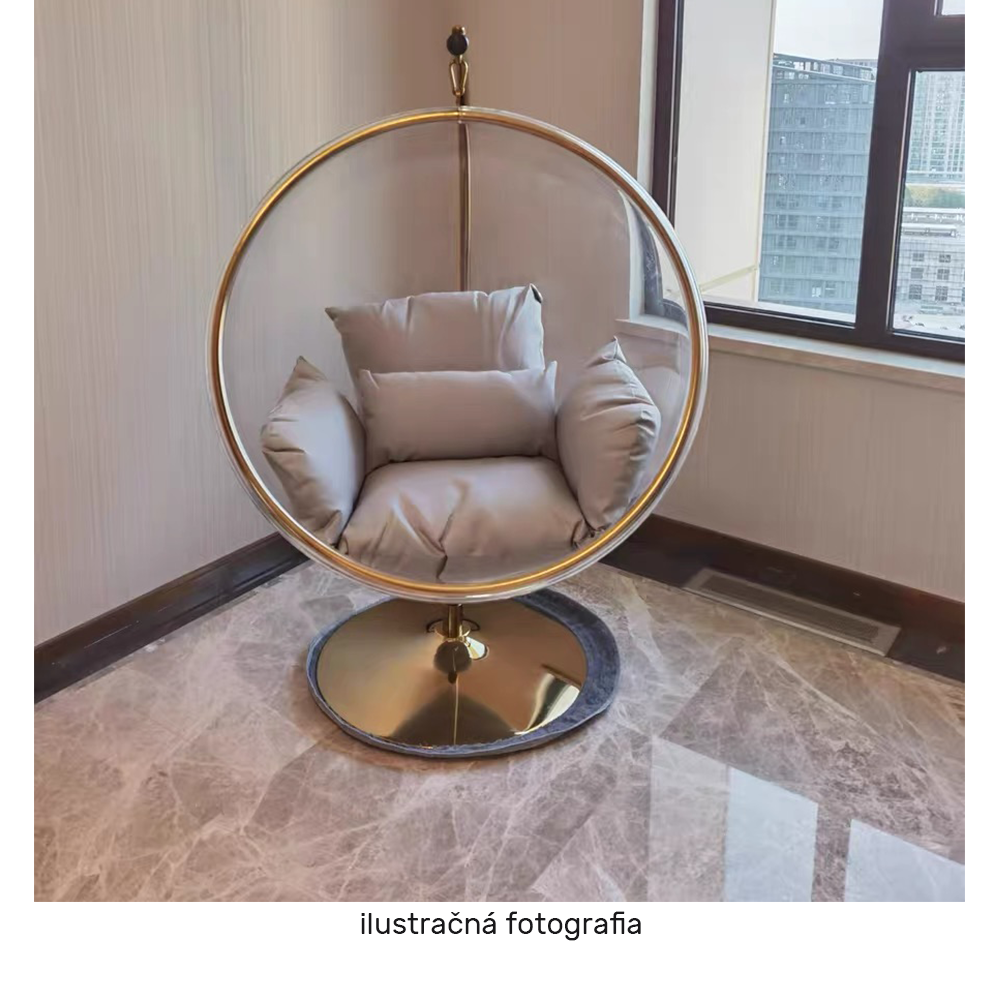 Závesné kreslo so stojanom, transparentná/strieborná/sivá, BUBBLE NEW TYP 3