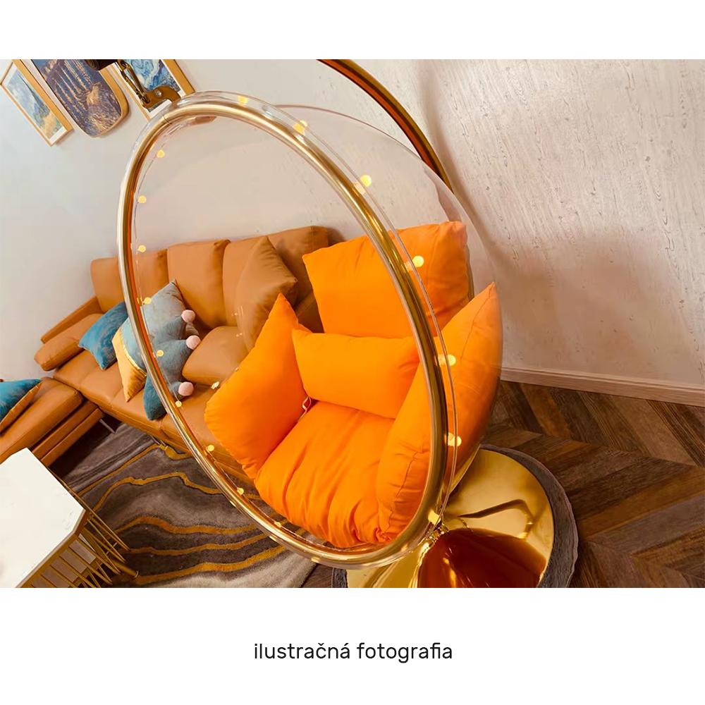 Závesné kreslo so stojanom, transparentná/strieborná/sivá, BUBBLE NEW TYP 3