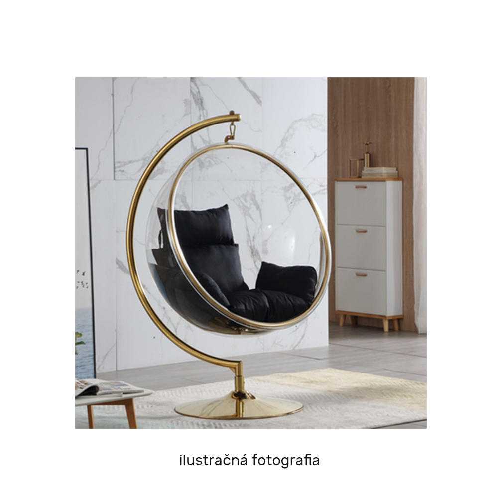 Závesné kreslo so stojanom, transparentná/strieborná/sivá, BUBBLE NEW TYP 3