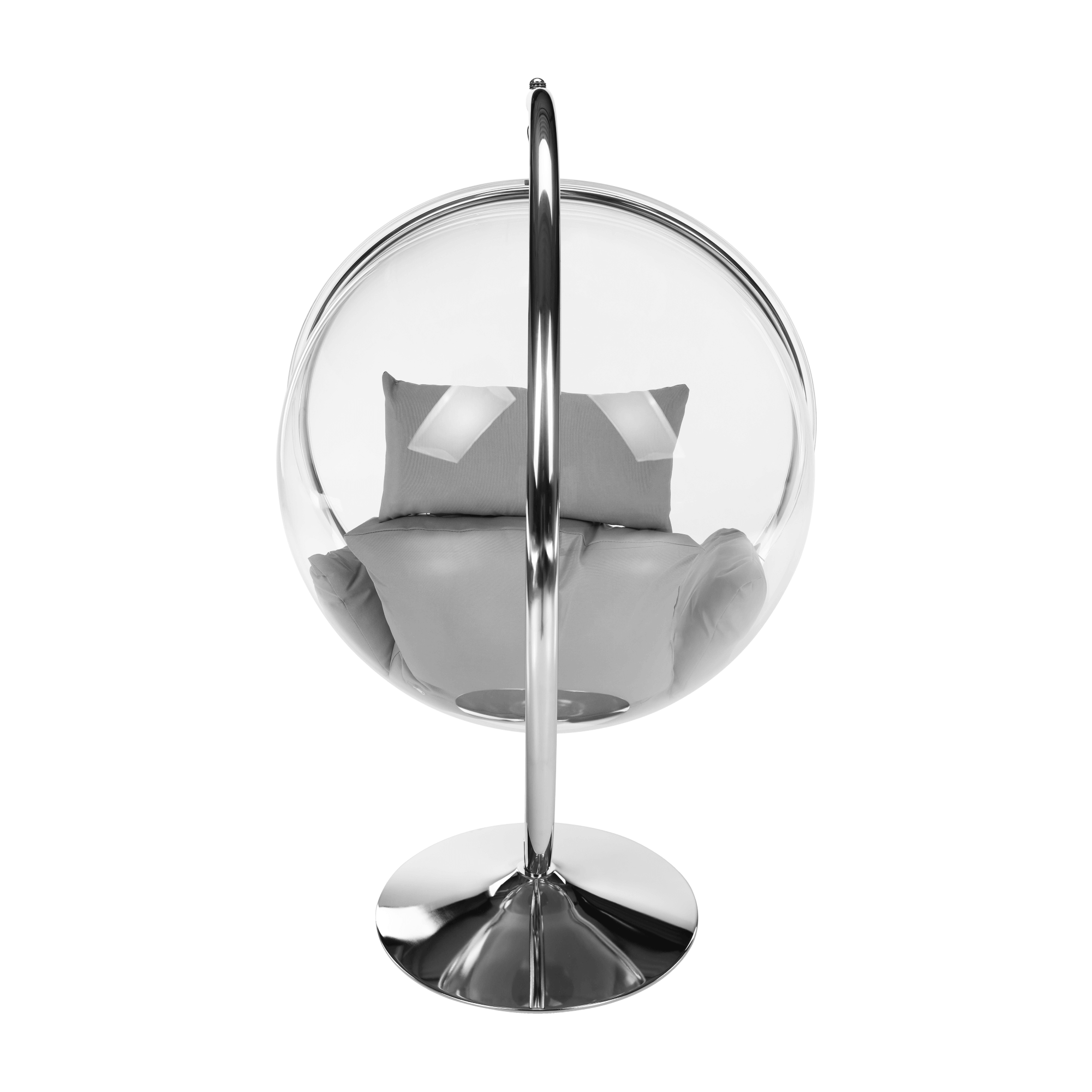 Függő fotel állvánnyal, átlátszó/ezüst/szürke, BUBBLE NEW TYP 3