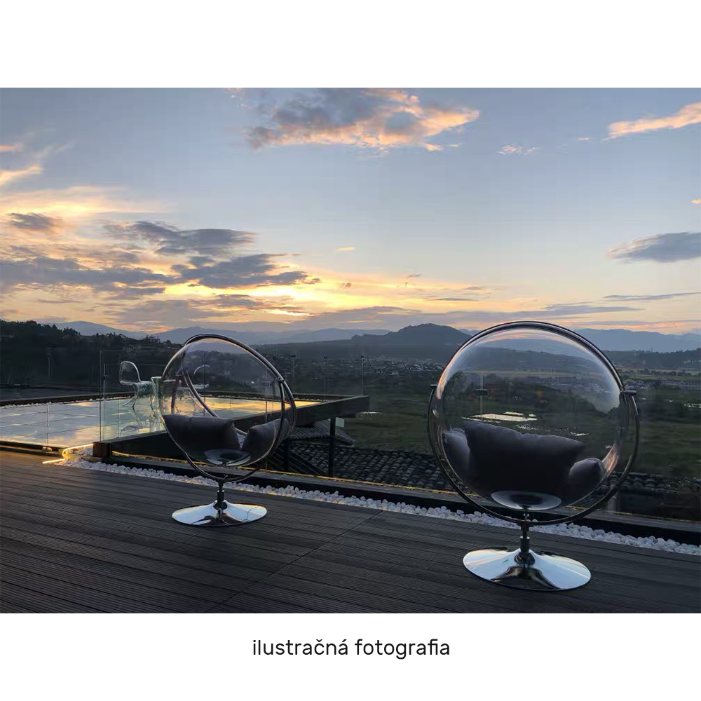 Závesné kreslo so stojanom, transparentná/zlatá/sivá, BUBBLE NEW TYP 2