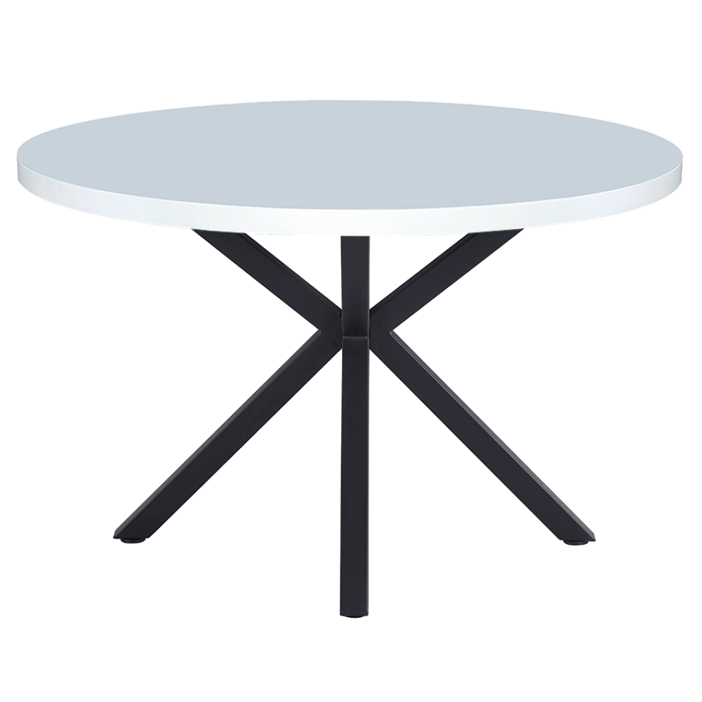Étkezőasztal, fehér matt/fekete, átmérő 120 cm, MEDOR