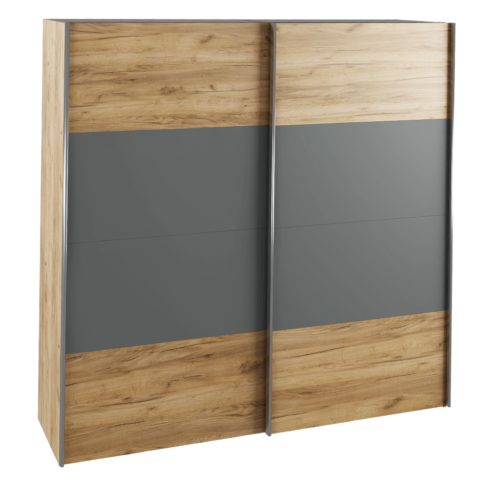 Skriňa s posúvacími dverami, dub artisan/grafit, GABRIELA NEW