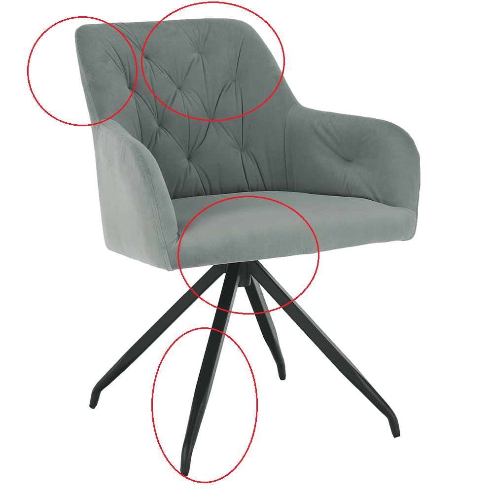 Otočná stolička, sivá Velvet látka/čierna, VELEZA P1, poškodený tovar