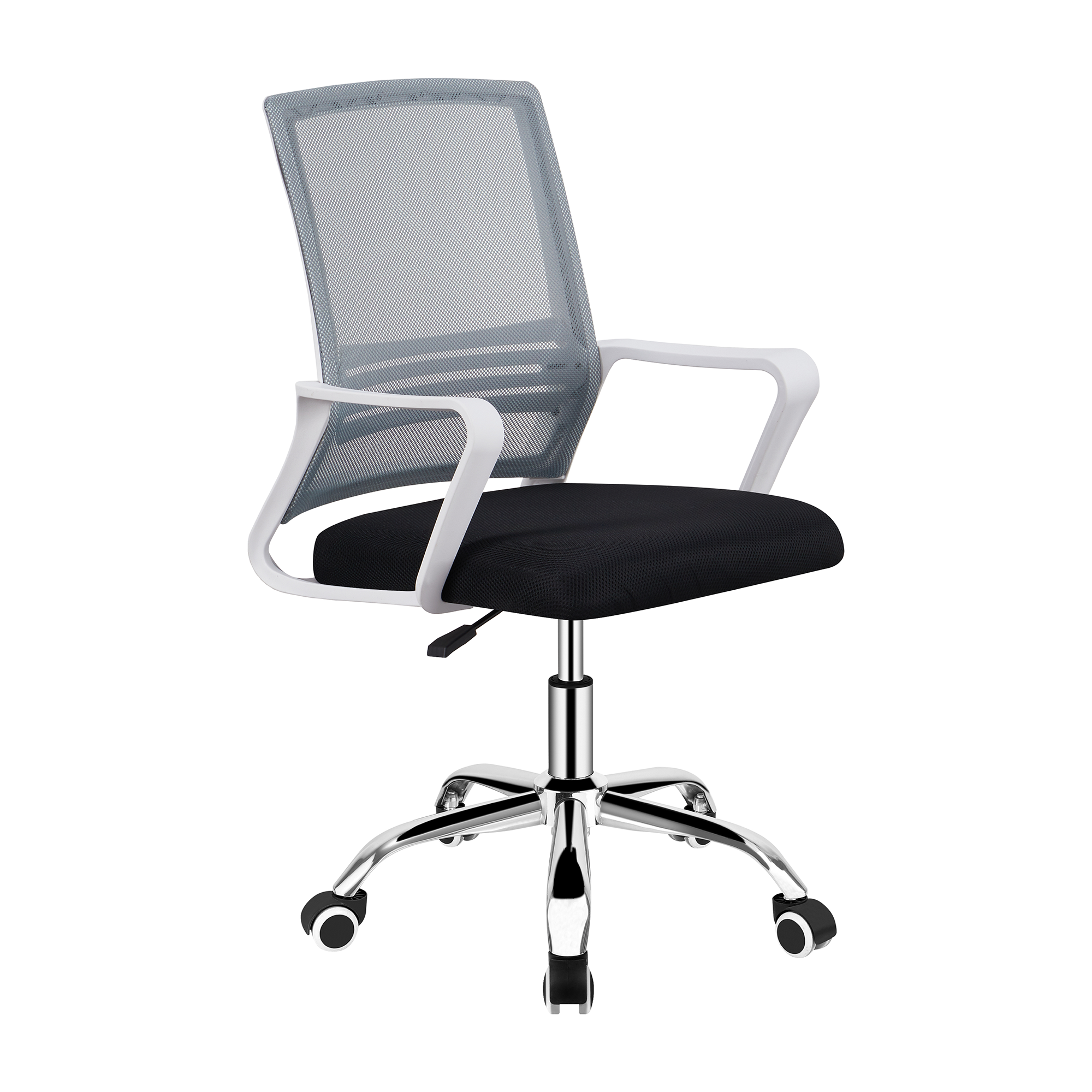 Kancelářská židle, síťovina šedá / látka černá / plast bílý, APOLO 2 NEW