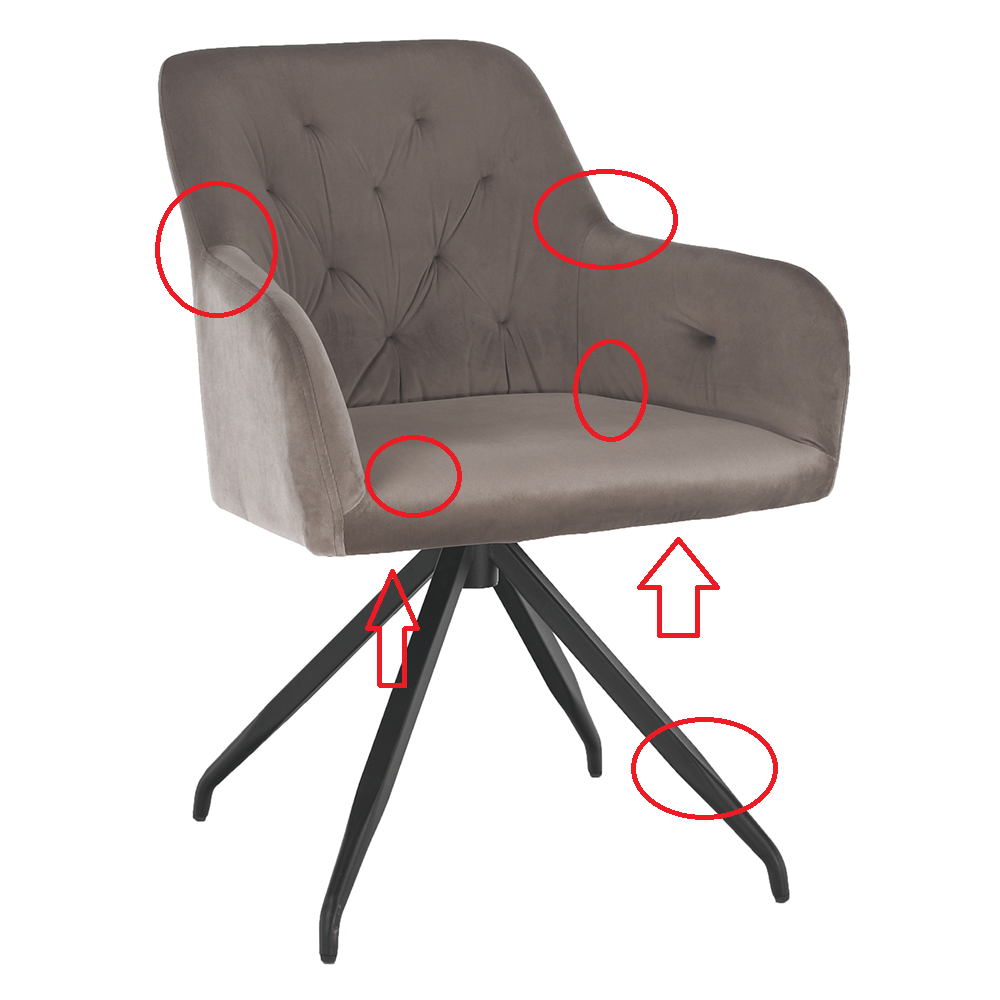 Otočná stolička, sivohnedá Taupe Velvet látka/čierna, VELEZA P2, poškodený tovar