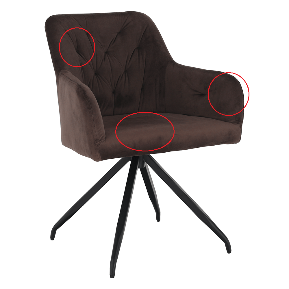 Otočná stolička, hnedá Velvet látka/čierna, VELEZA P2, poškodený tovar