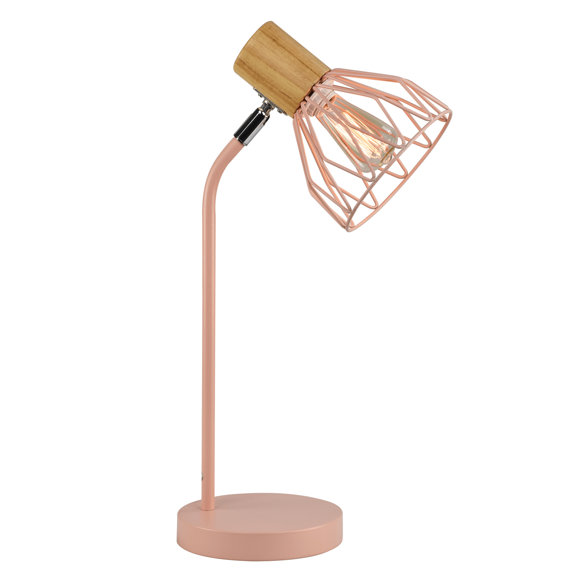 Lampă de masă, roz, metal/ lemn, TREX TIP 1