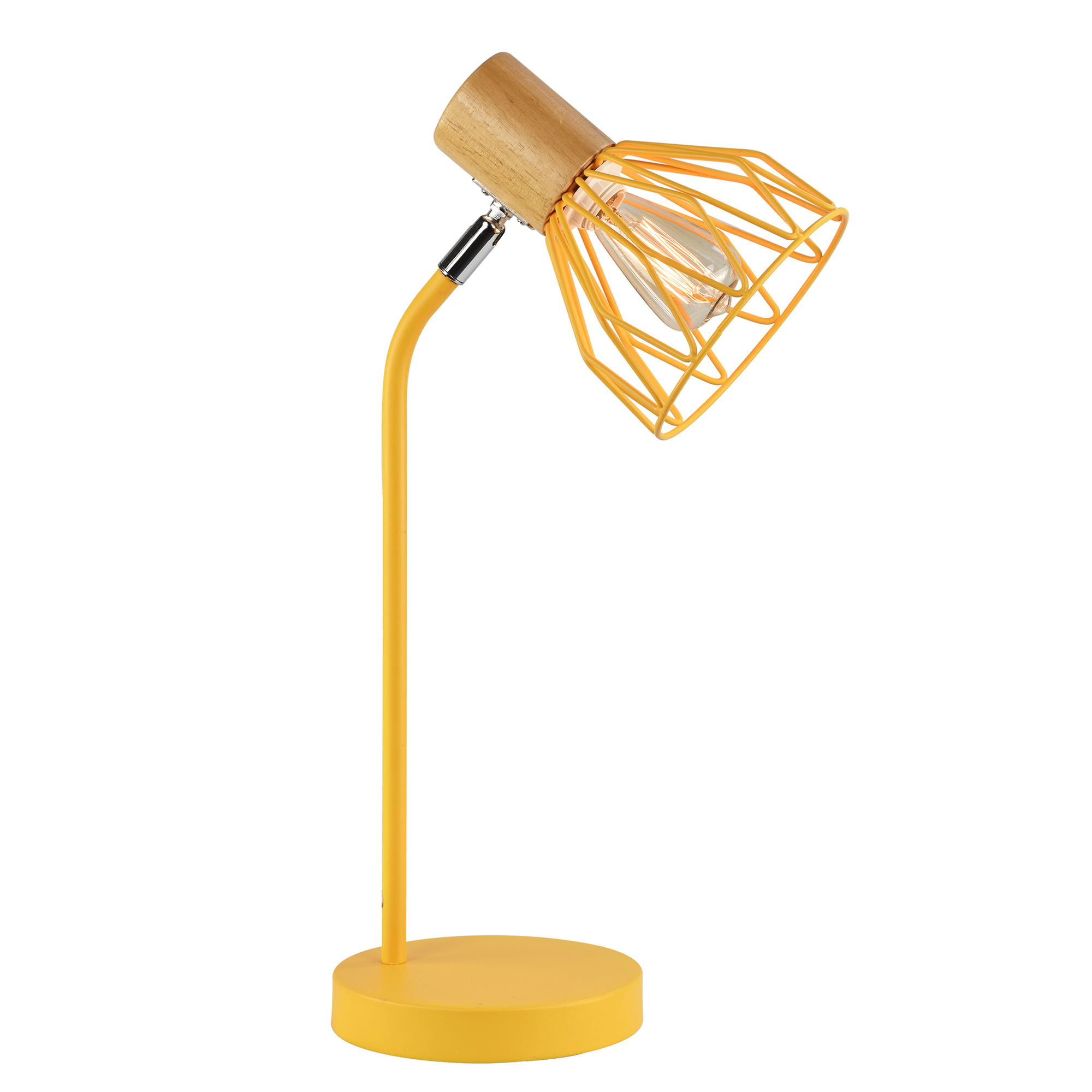 Lampă de masă, galbenă, metal/ lemn, TREX TIP 1