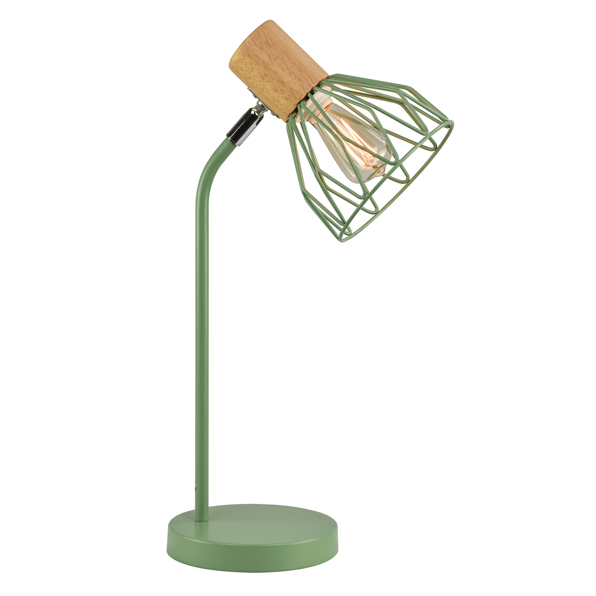 Lampă de masă, verde, metal/ lemn, TREX TIP 1