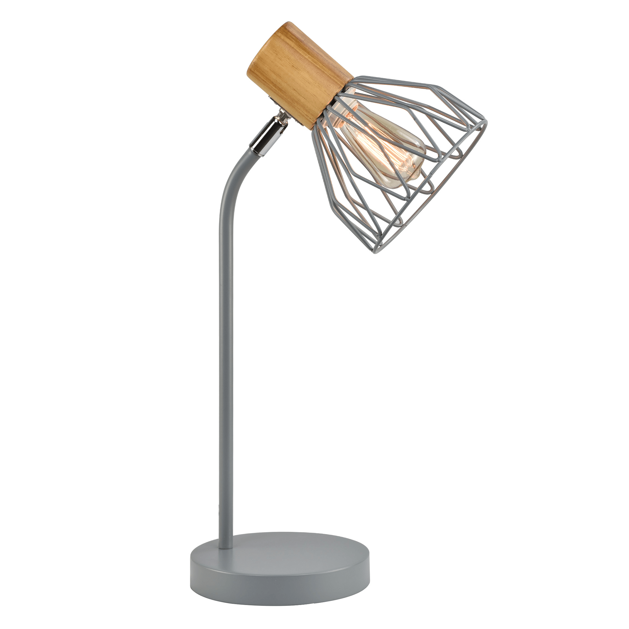 Lampă de masă, gri, metal/ lemn, TREX TIP 1