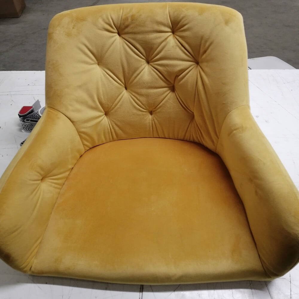Otočná stolička, horčicová Velvet látka/čierna, VELEZA P3, poškodený tovar