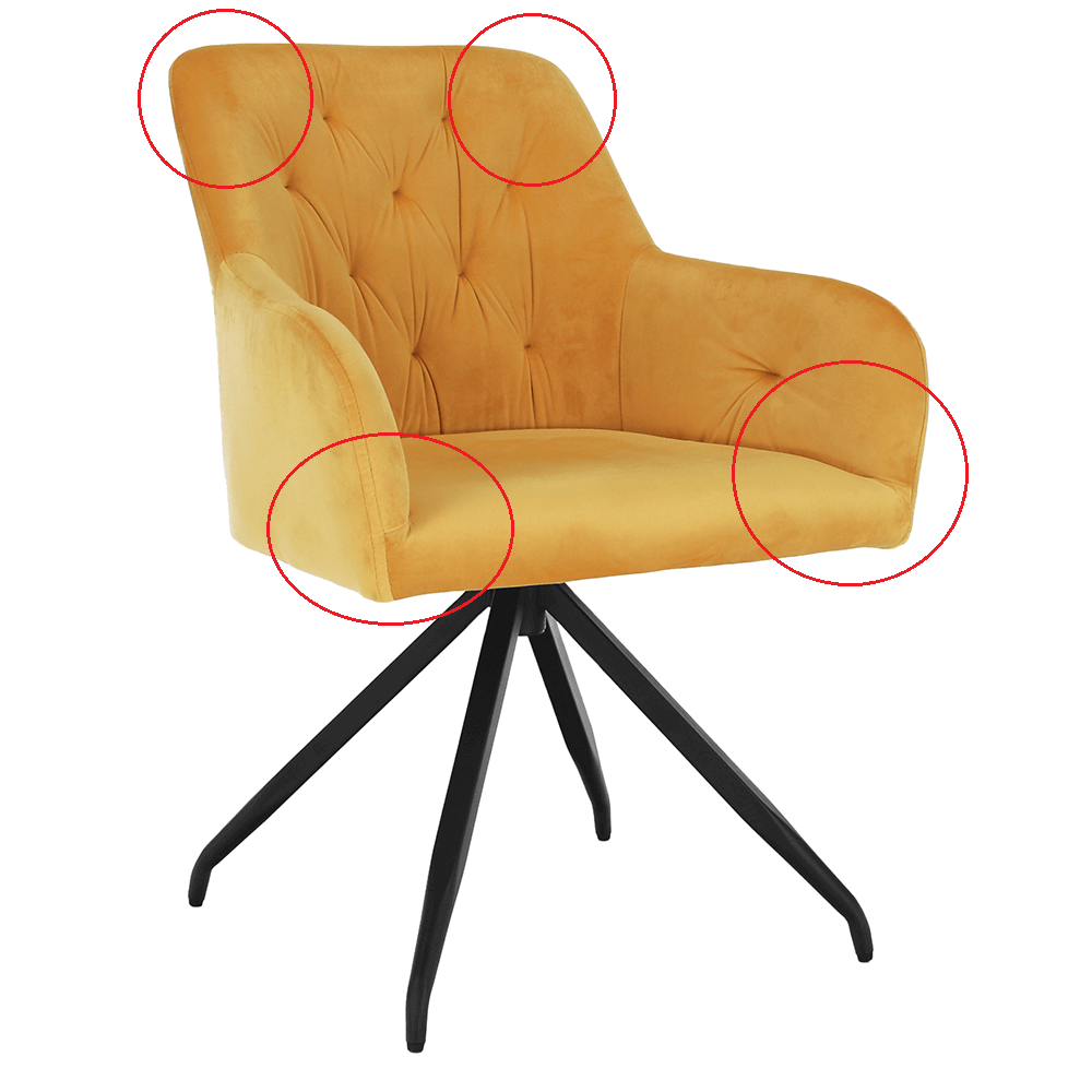 Otočná stolička, horčicová Velvet látka/čierna, VELEZA P3, poškodený tovar