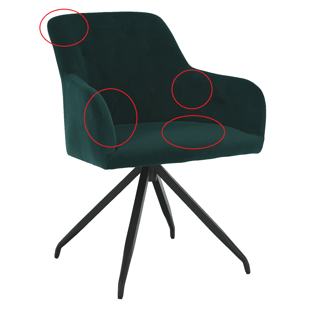Otočná stolička, zelená Velvet látka/čierna, VELEZA P4, poškodený tovar