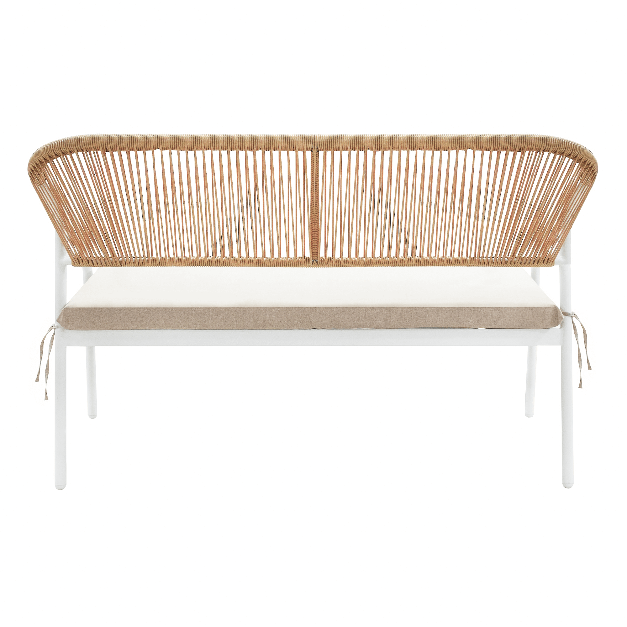 Kerti 4 darabos rattan szett, fehér/bézs, PALNY Kerti 4 darabos rattan szett, fehér/bézs, PALNY