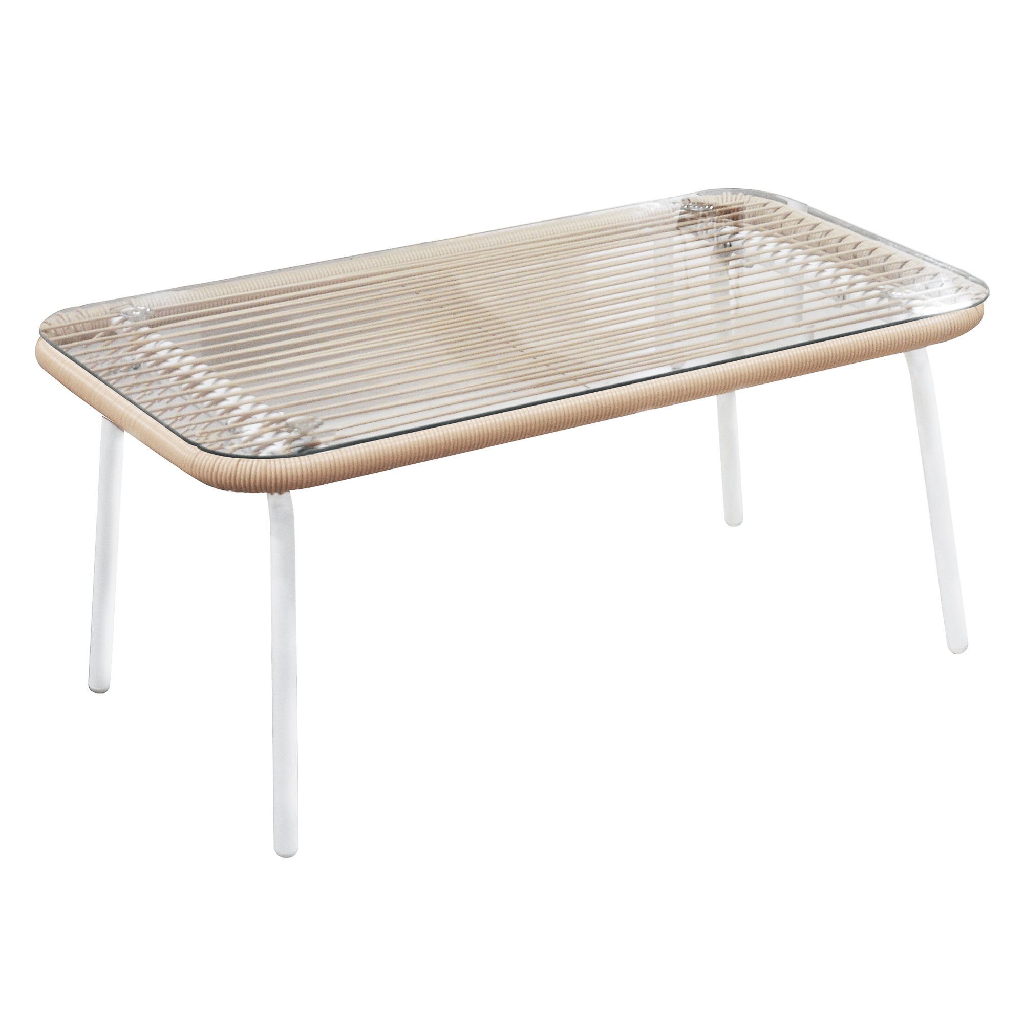 Kerti 4 darabos rattan szett, fehér/bézs, PALNY Kerti 4 darabos rattan szett, fehér/bézs, PALNY