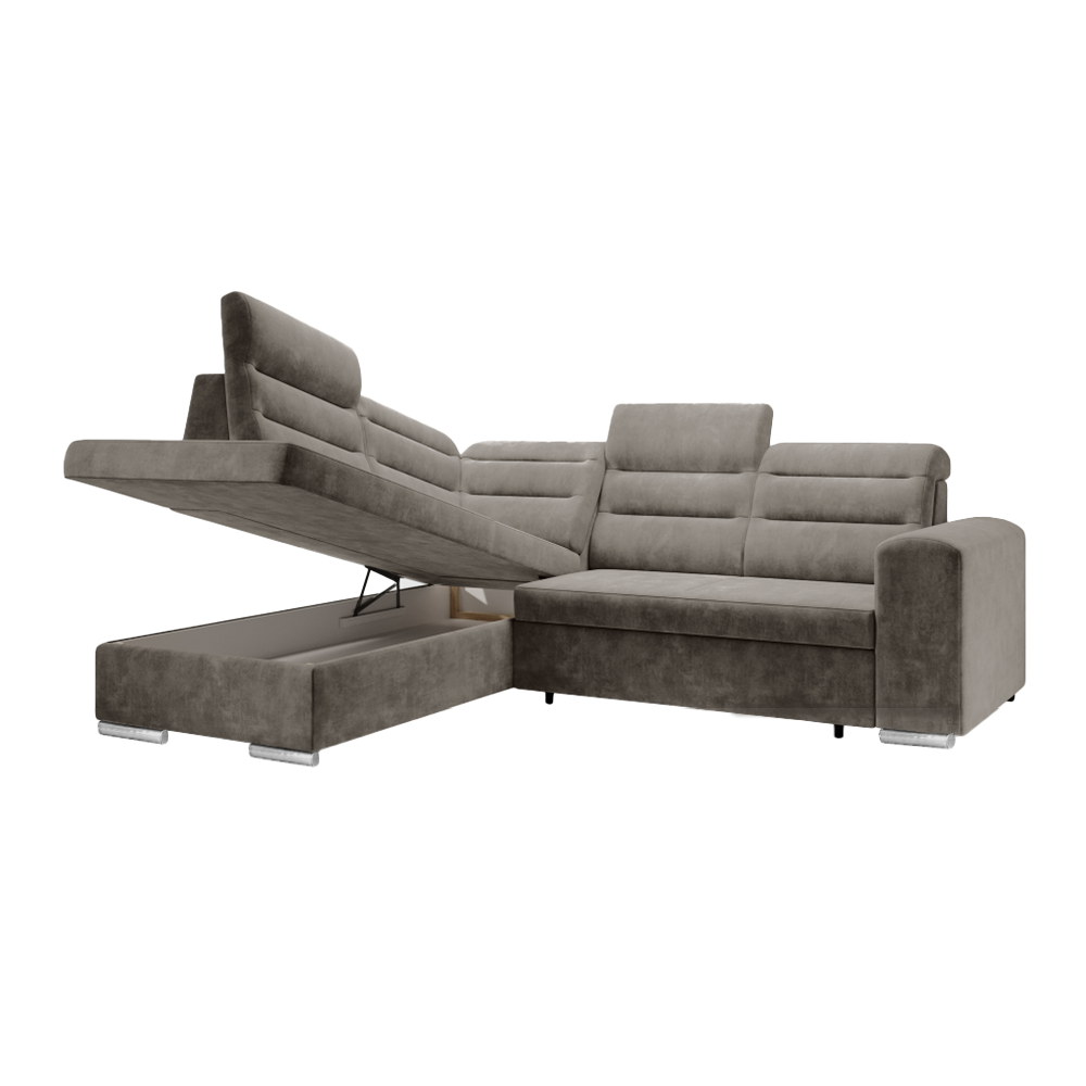 Rozkladacia sedacia súprava, sivohnedá Taupe, ľavá, KLOUDY ROH
