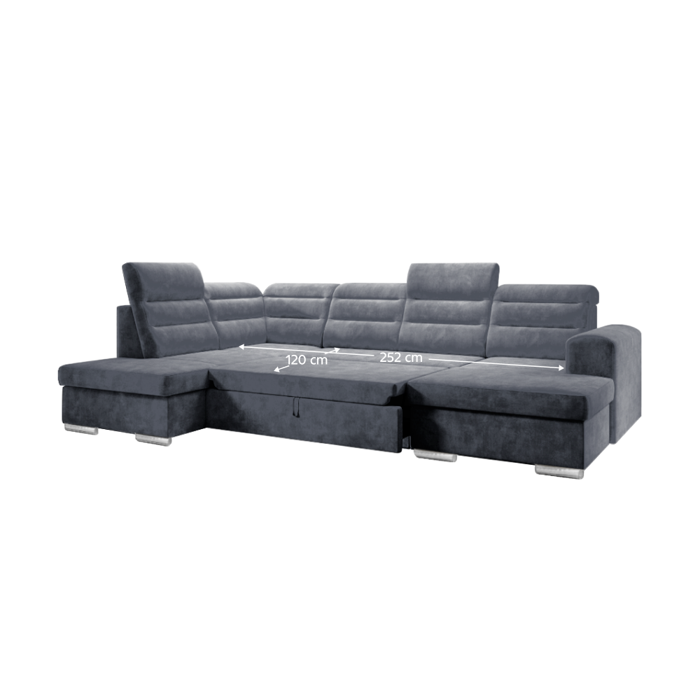 Rozkladacia sedacia súprava, tmavosivá, ľavá, KLOUDY U