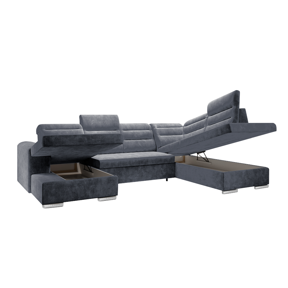 Rozkladacia sedacia súprava, tmavosivá, pravá, KLOUDY U