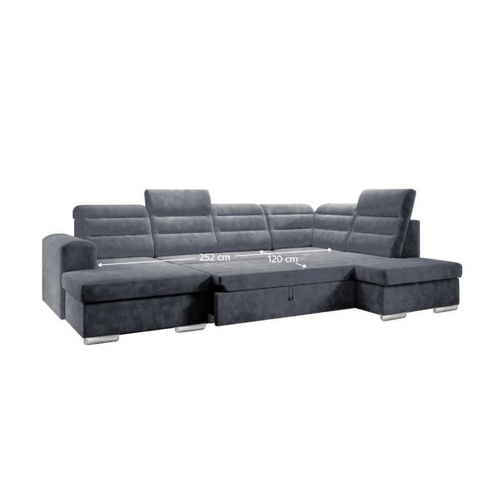 Rozkladacia sedacia súprava, tmavosivá, pravá, KLOUDY U