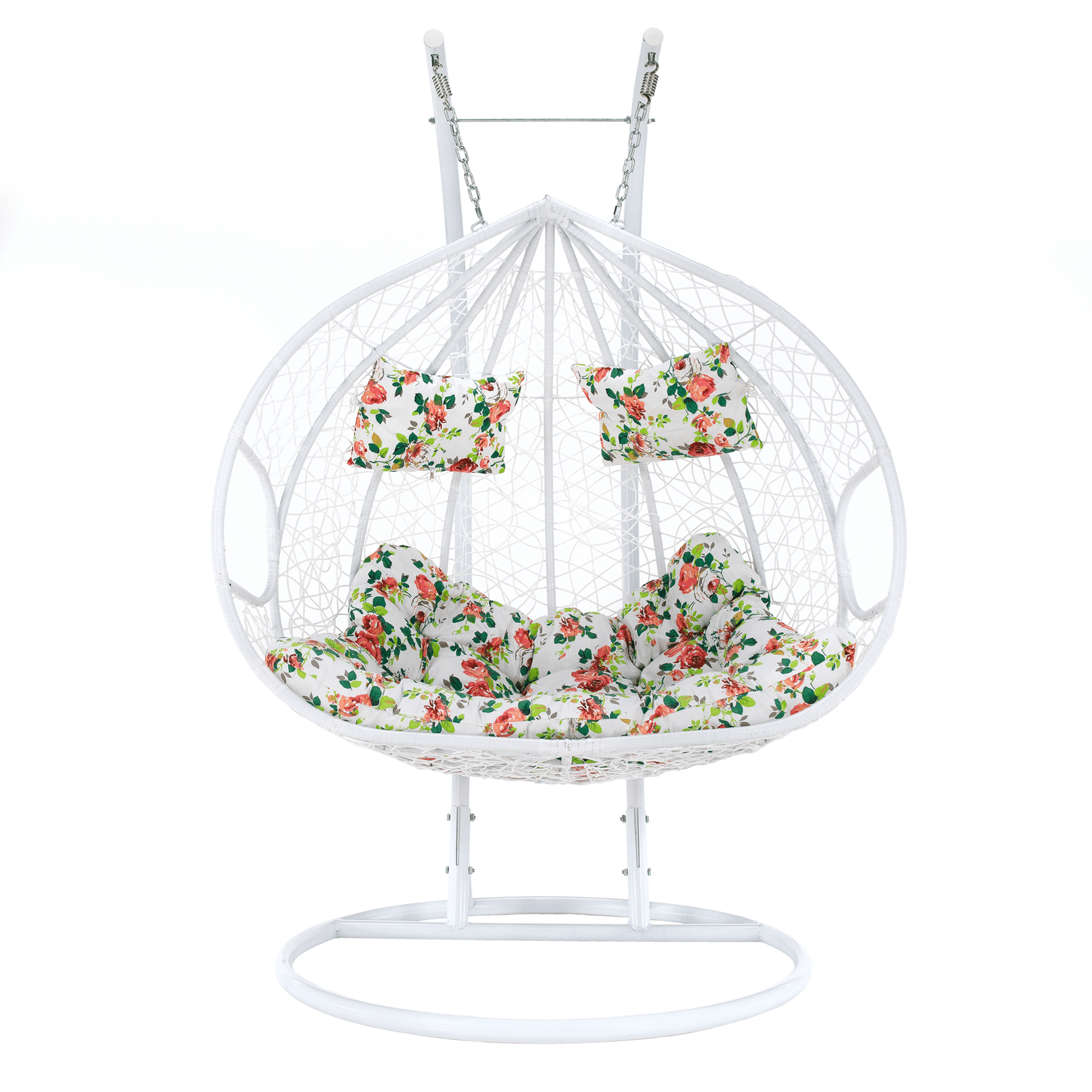Függő dupla fotel, fehér/minta virág, DALVEA 2 NEW