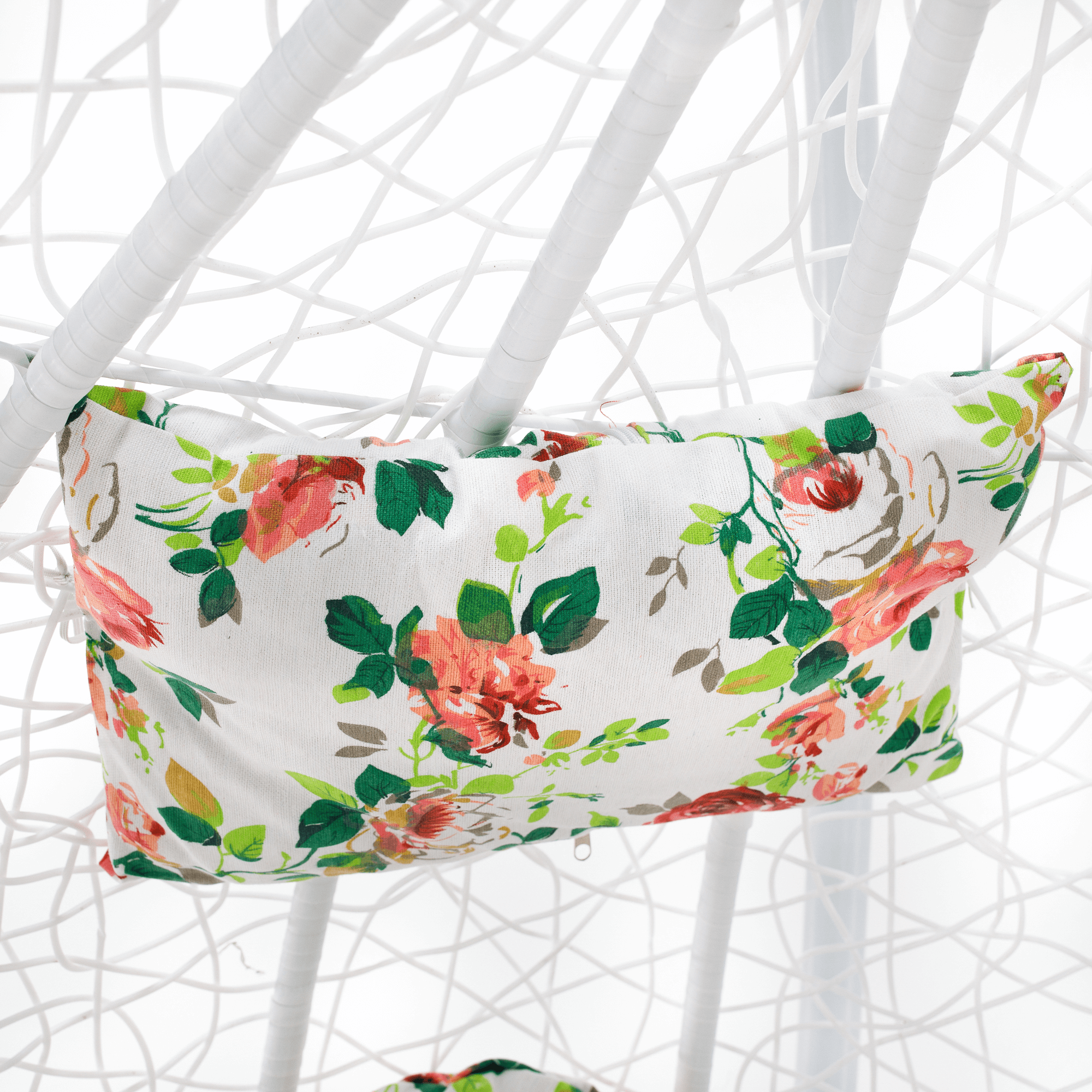 Függő dupla fotel, fehér/minta virág, DALVEA 2 NEW