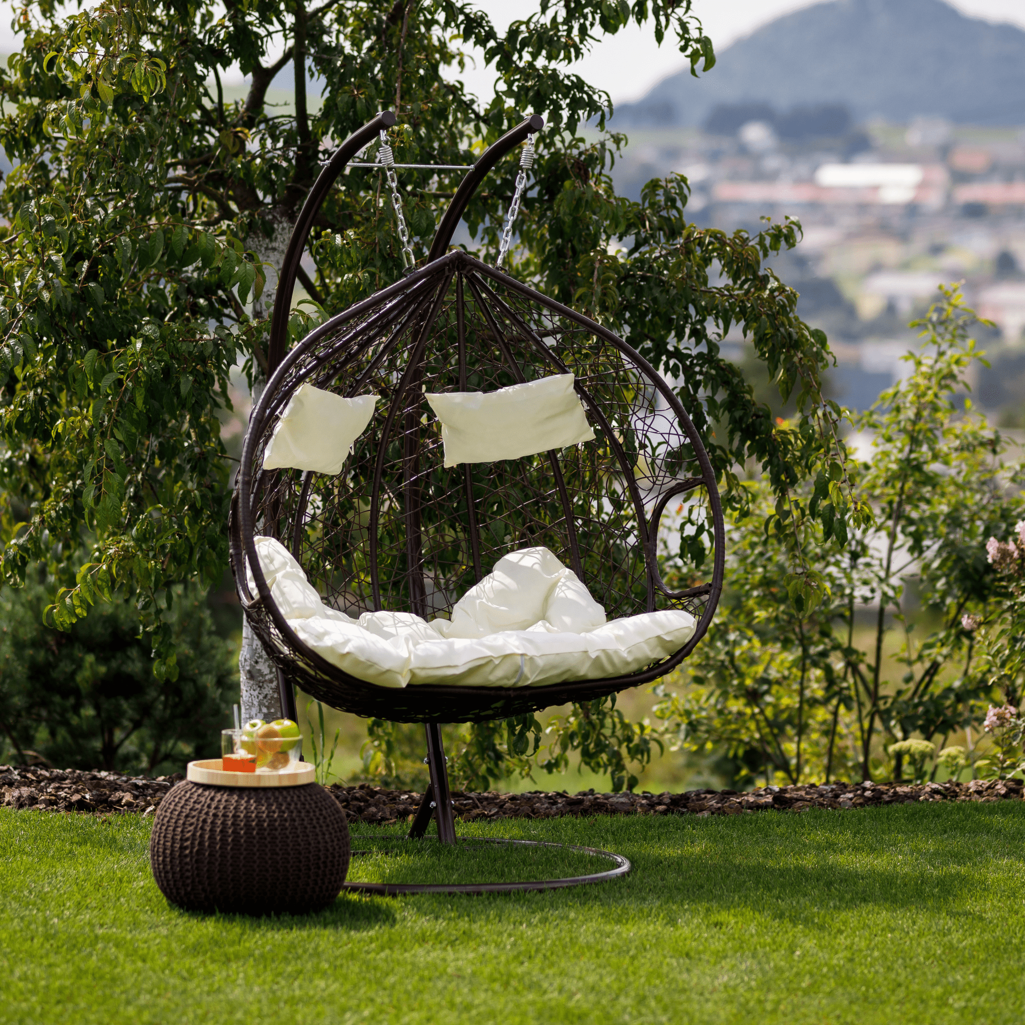 Függő dupla fotel, barna/bézs, DALVEA 2 NEW