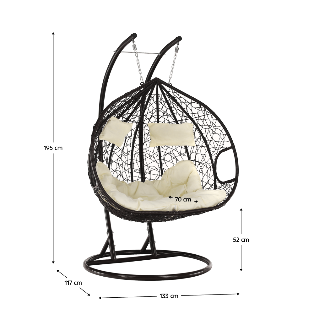 Függő dupla fotel, barna/bézs, DALVEA 2 NEW