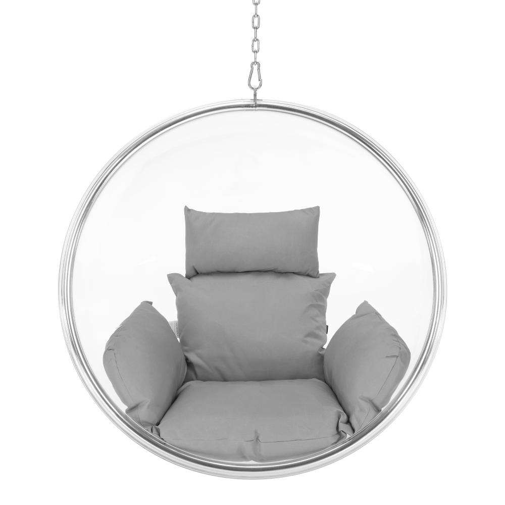 Závesné kreslo, transparentná/strieborná/sivá, BUBBLE NEW TYP 1