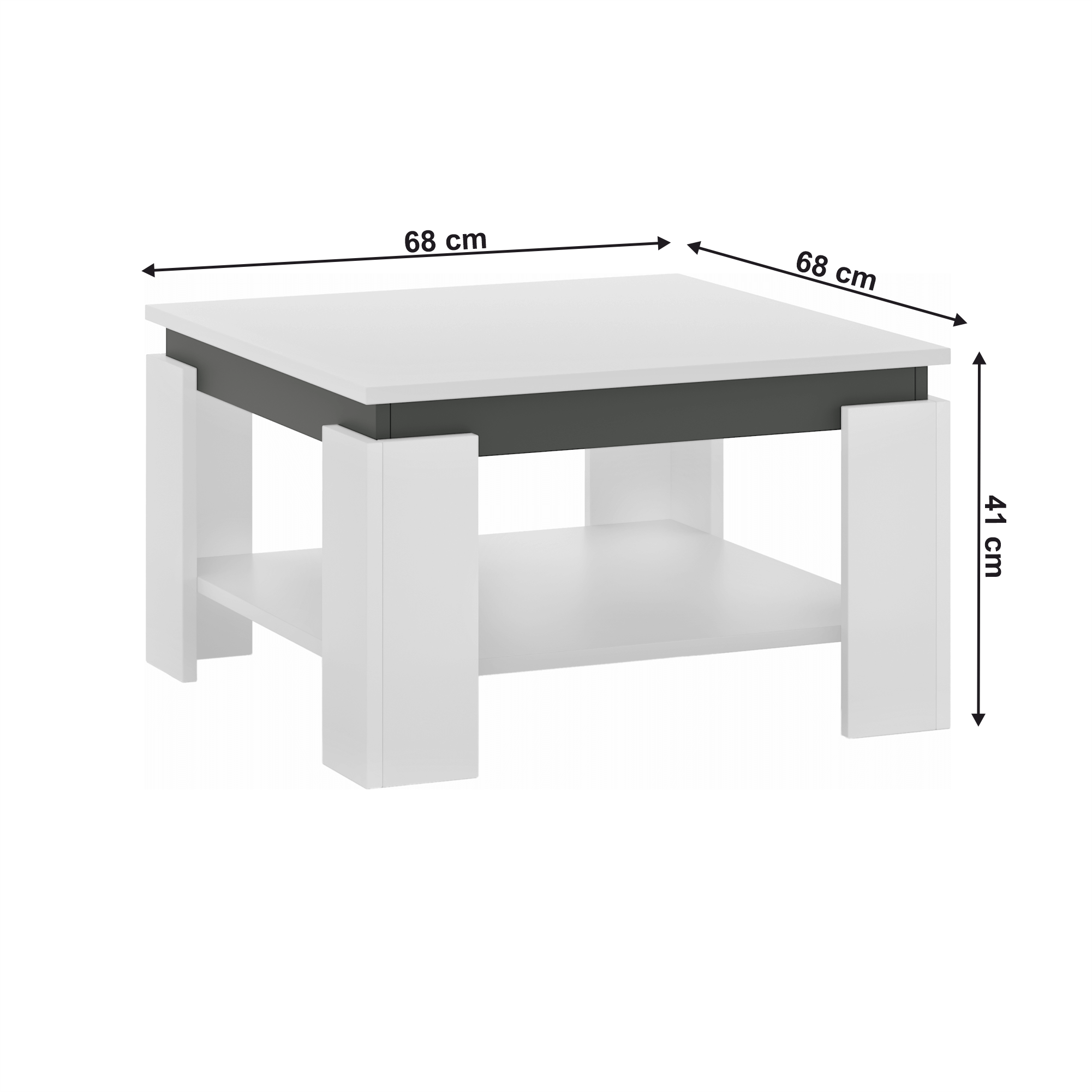 Konferenční stolek, bílá/grafit, LEJSY