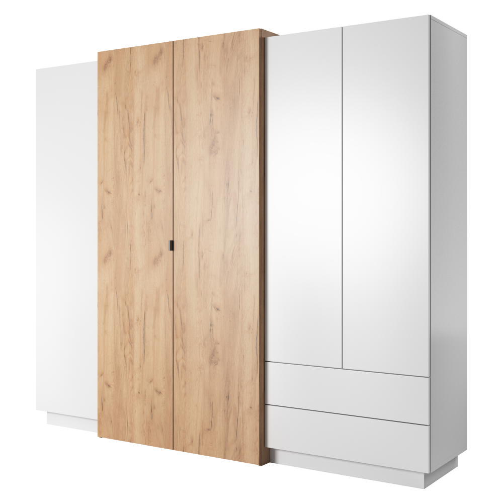 Szekrény, fehér/tölgy craft arany, TRIO A