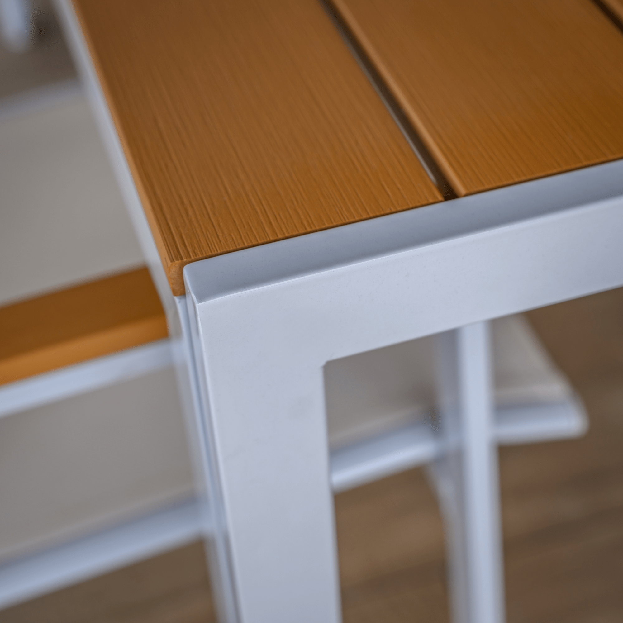 Kerti asztal, fehér acél/tölgy, BONTO