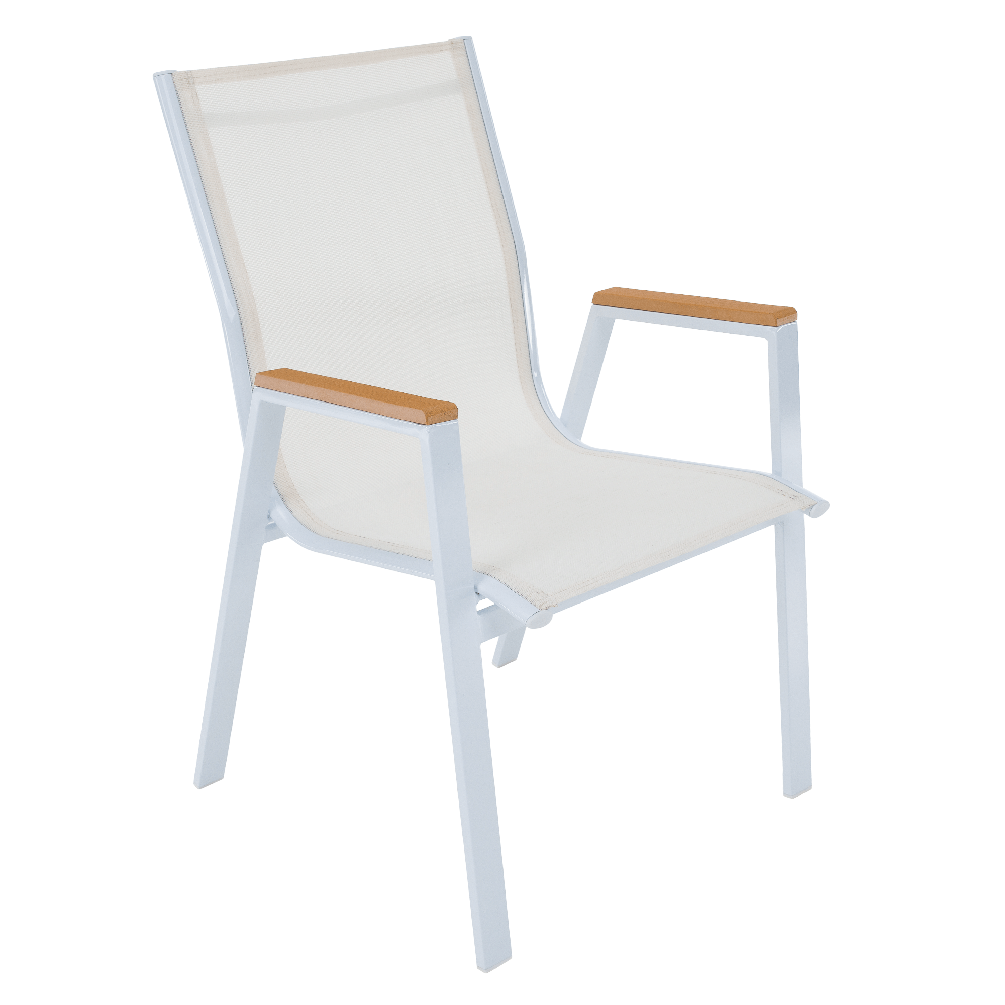 Kerti rakásolható szék, fehér acél/tölgy, BONTO