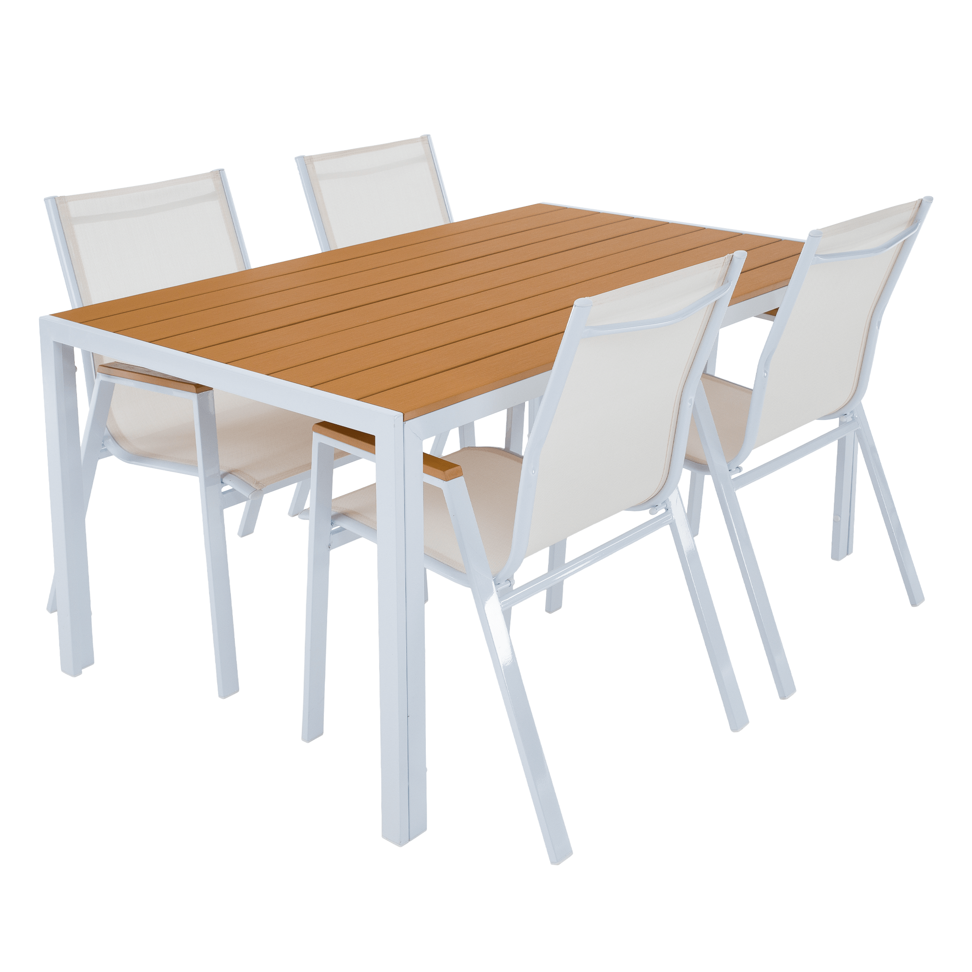 Kerti rakásolható szék, fehér acél/tölgy, BONTO