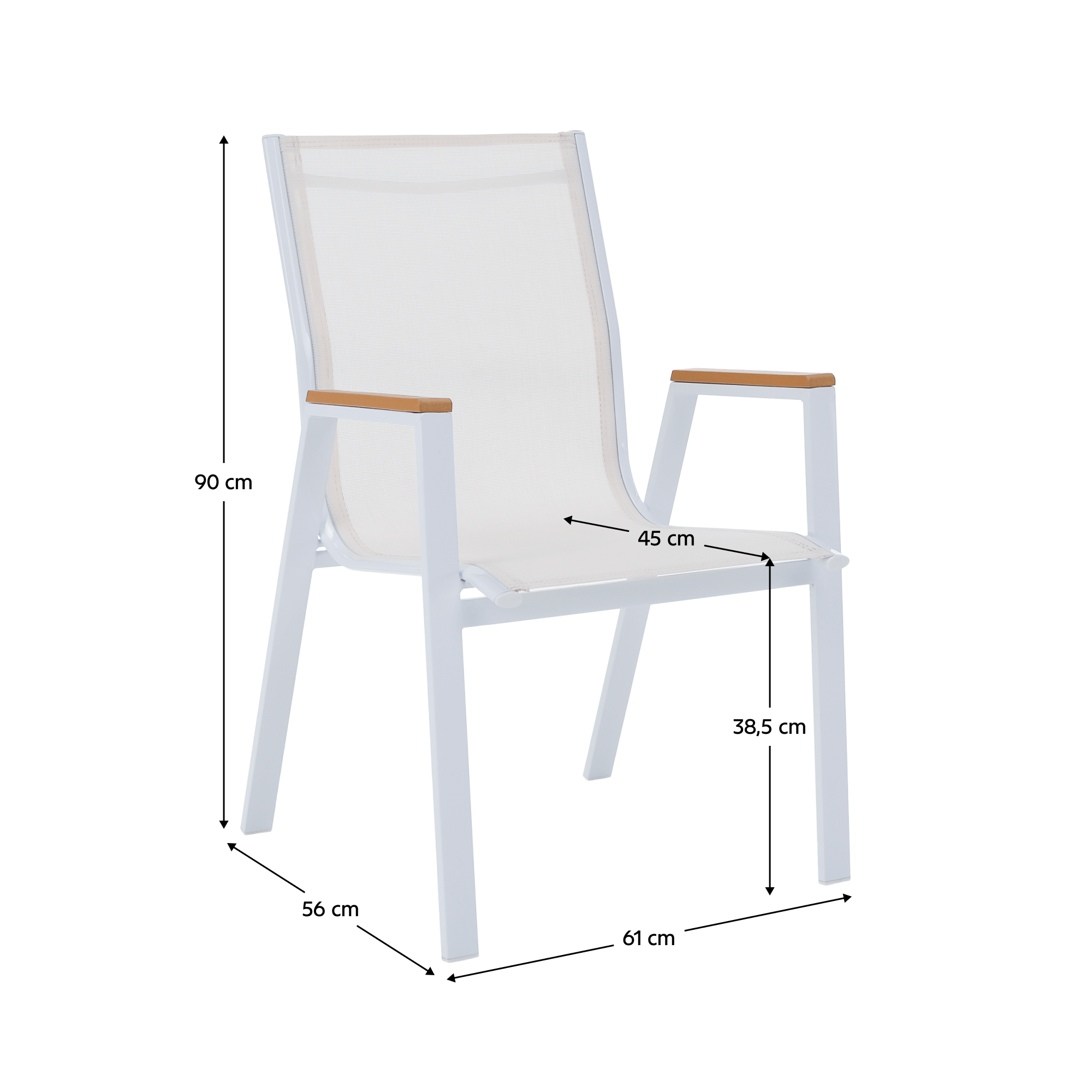 Kerti rakásolható szék, fehér acél/tölgy, BONTO