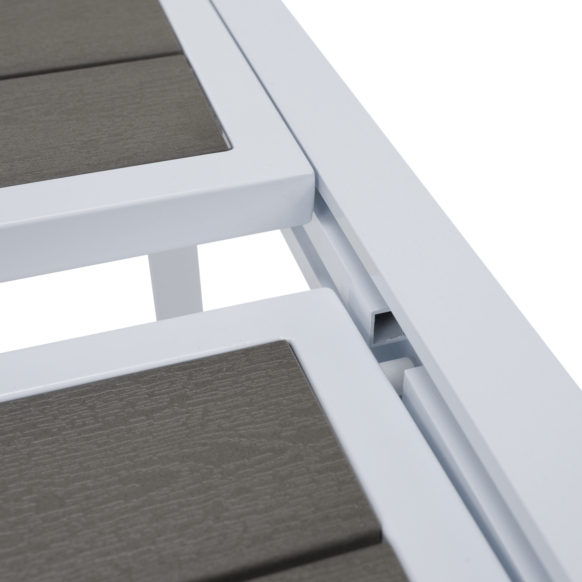 Kerti kihúzható asztal, fehér acél/szürke, DORIO