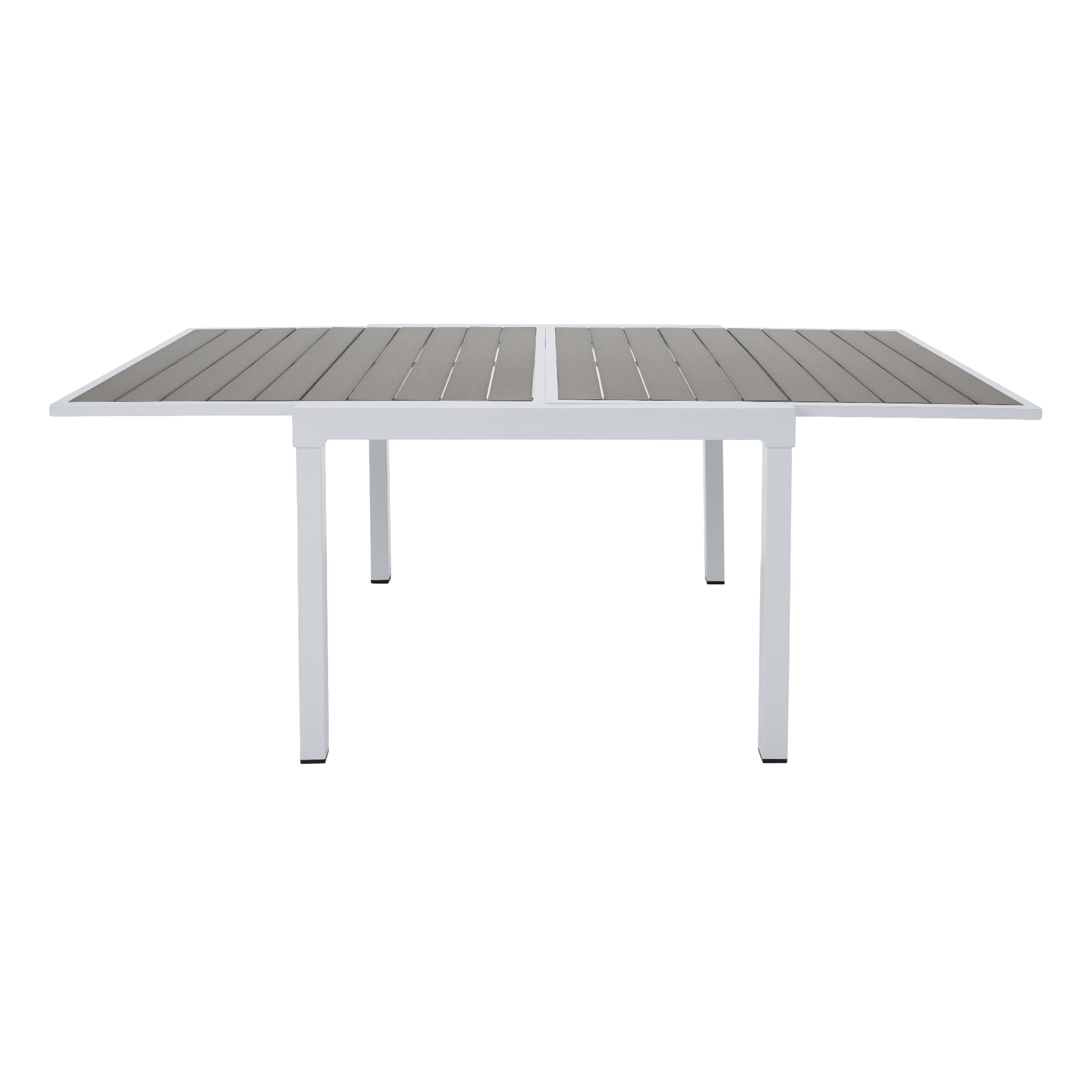 Kerti kihúzható asztal, fehér acél/szürke, DORIO