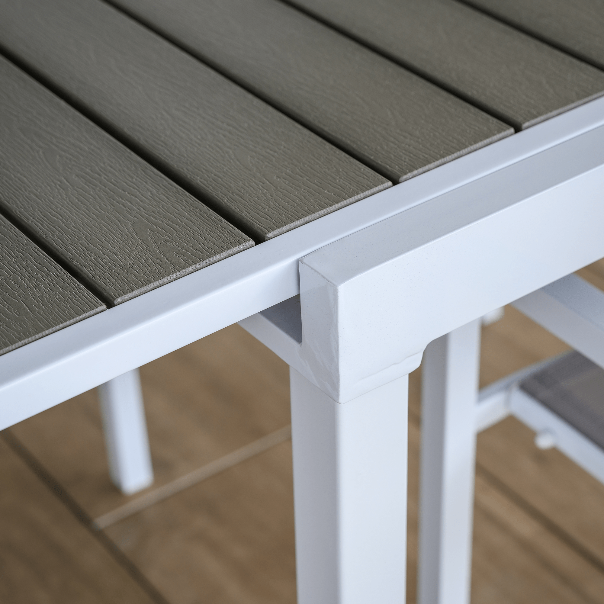 Kerti kihúzható asztal, fehér acél/szürke, DORIO