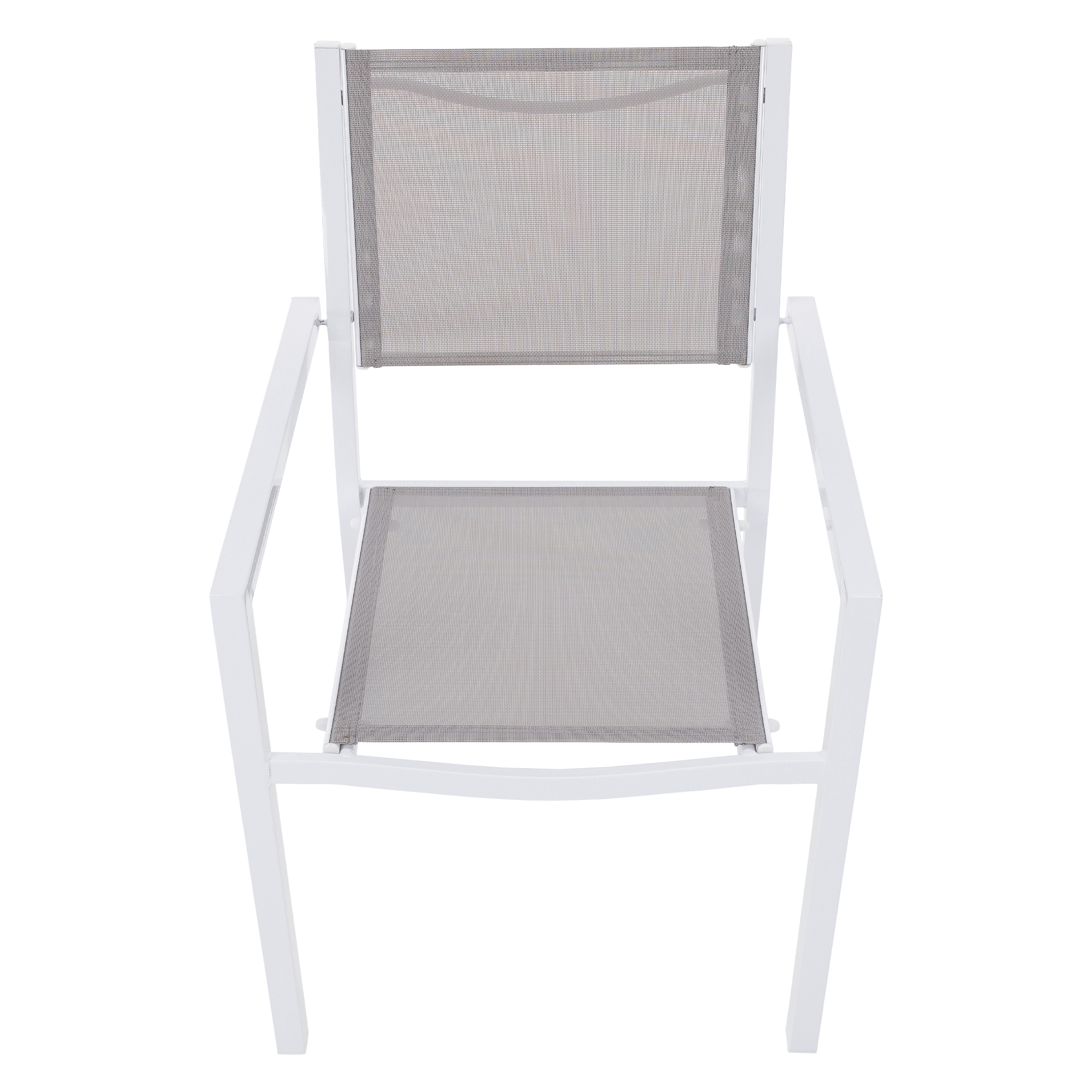 Kerti rakásolható szék, fehér acél/világosszürke, DORIO