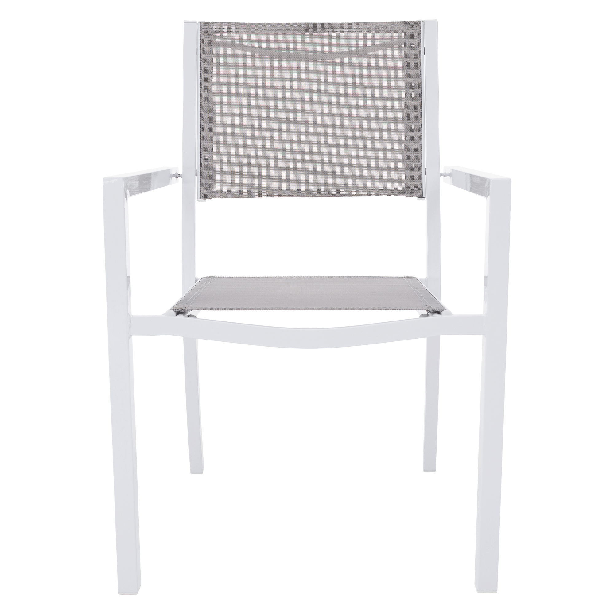 Kerti rakásolható szék, fehér acél/világosszürke, DORIO