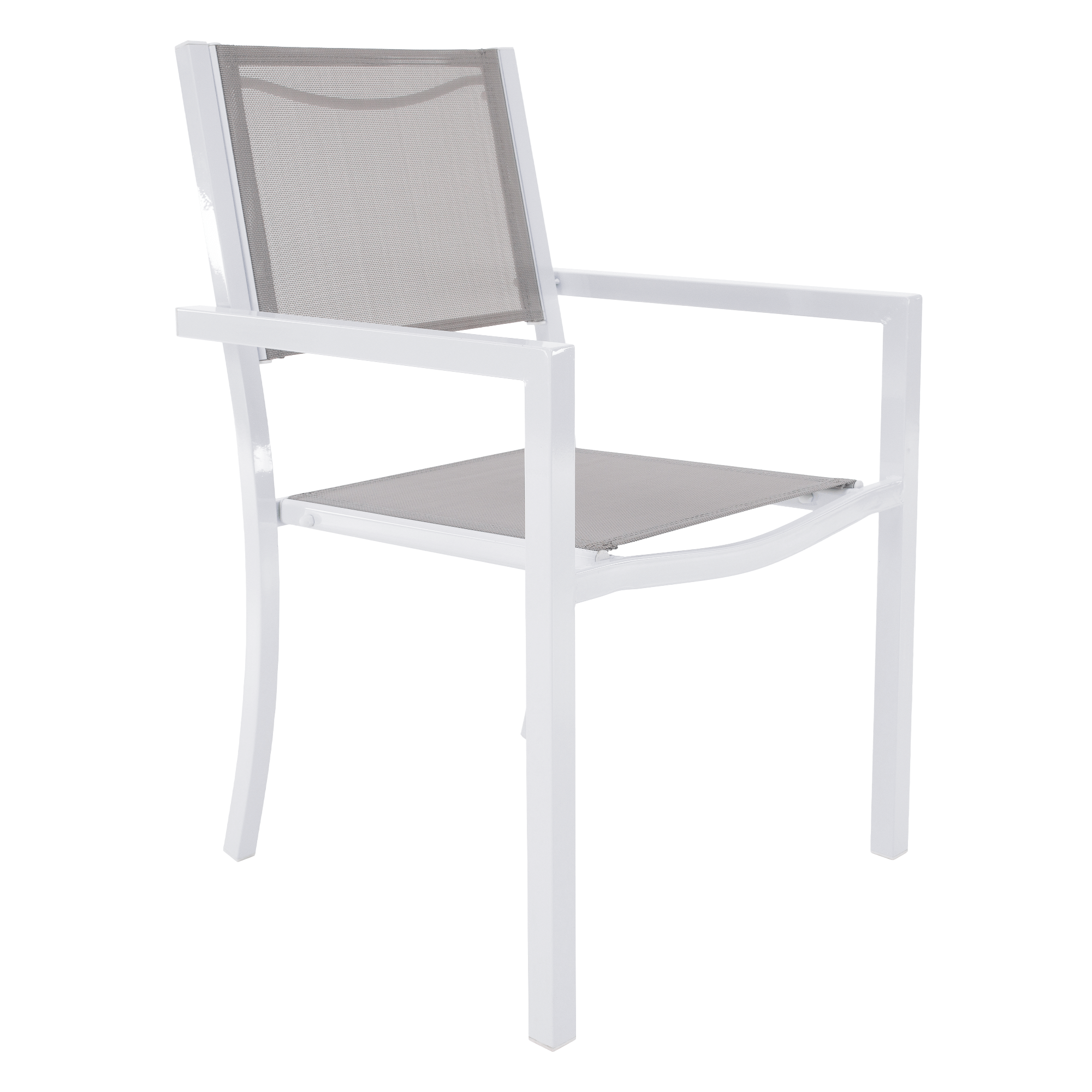 Kerti rakásolható szék, fehér acél/világosszürke, DORIO