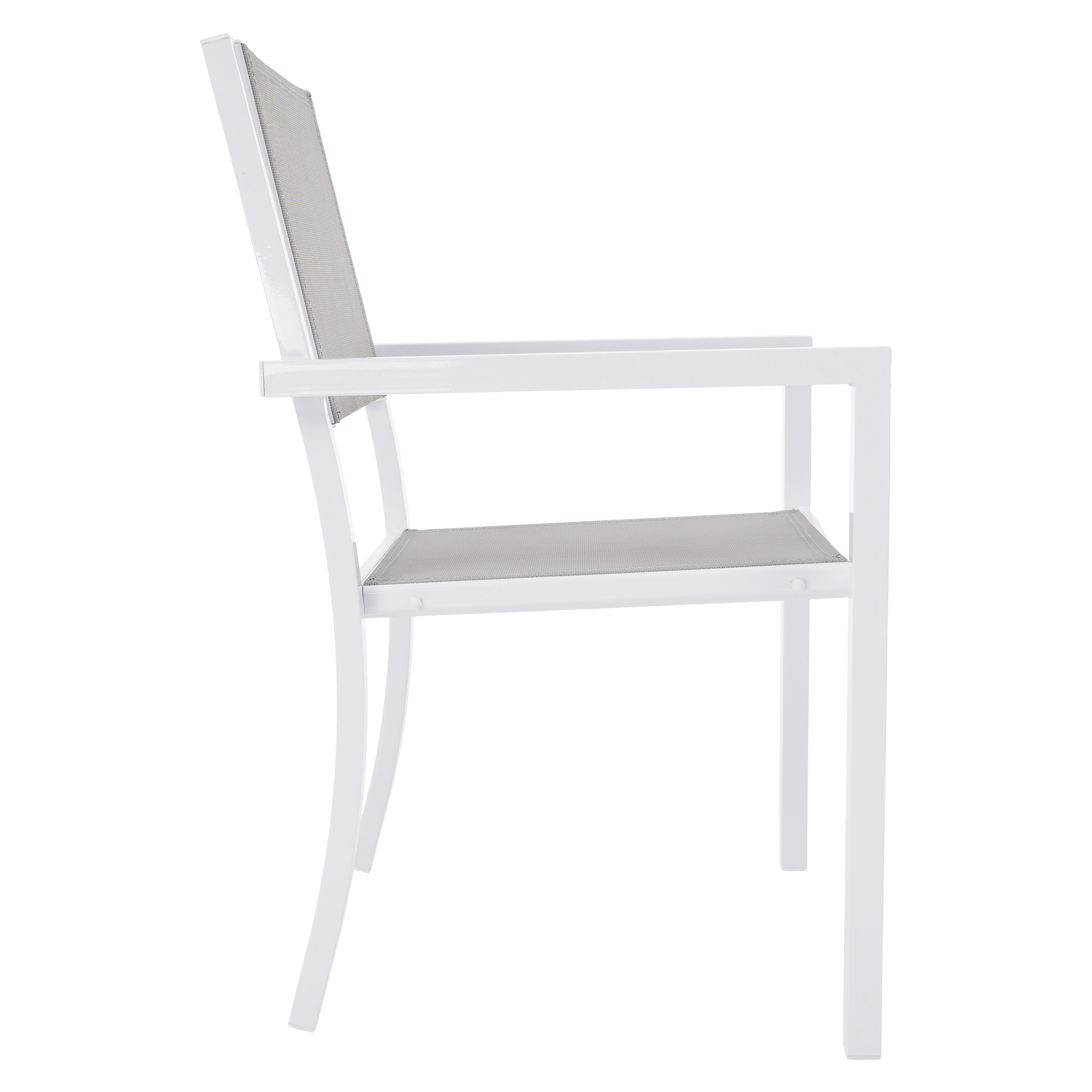 Kerti rakásolható szék, fehér acél/világosszürke, DORIO