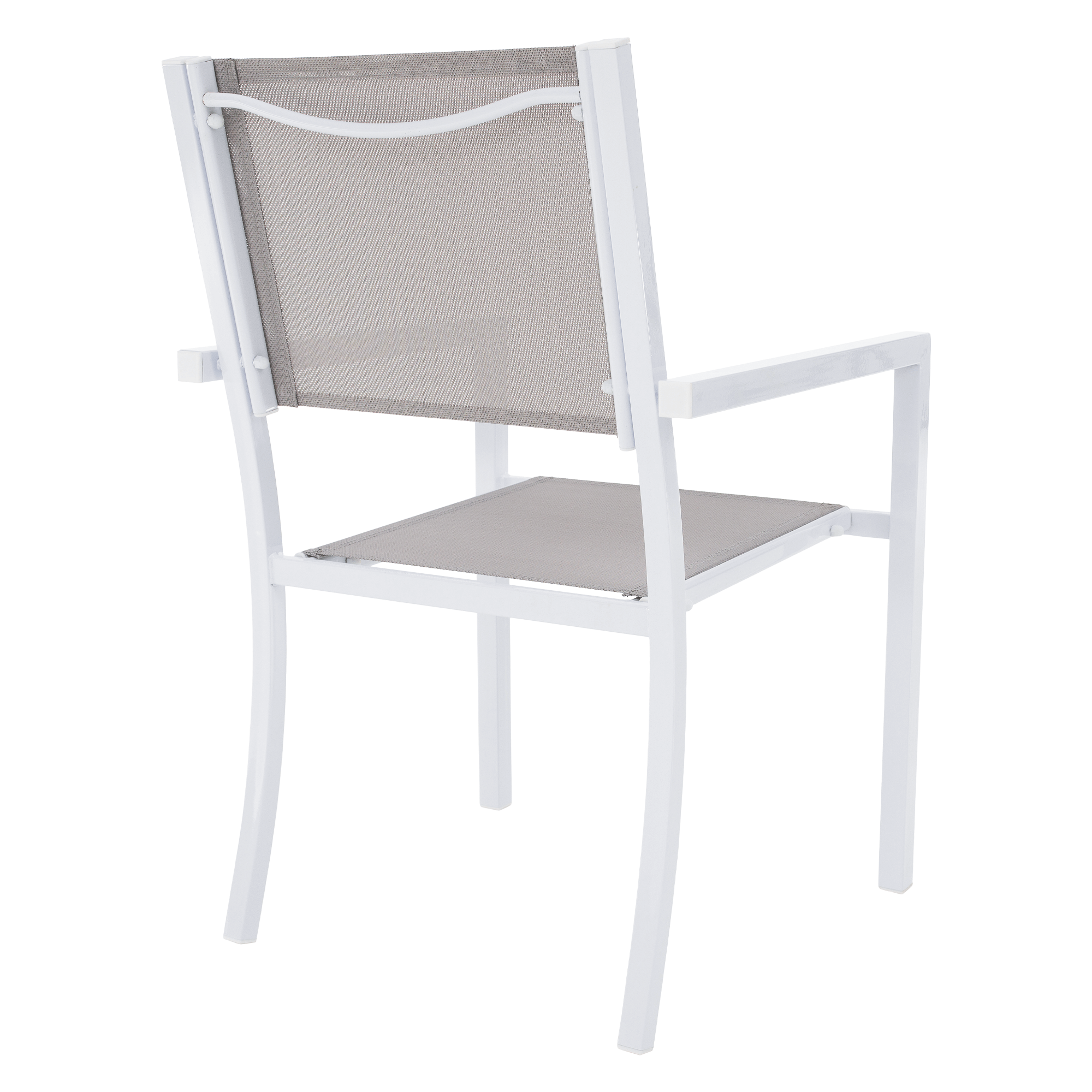 Kerti rakásolható szék, fehér acél/világosszürke, DORIO