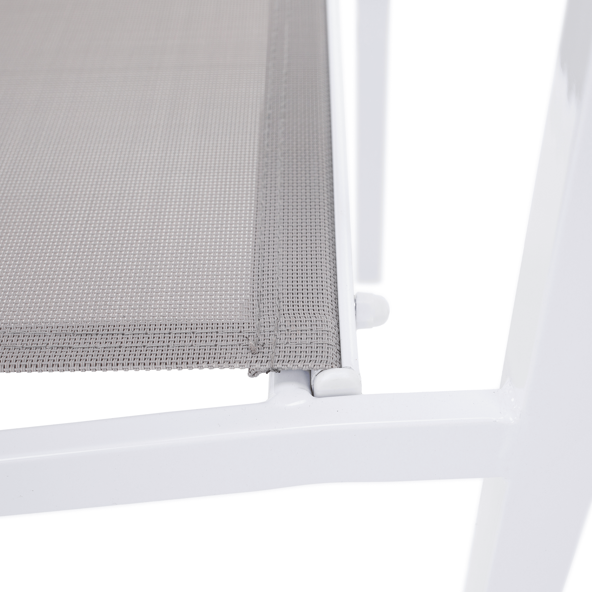 Kerti rakásolható szék, fehér acél/világosszürke, DORIO