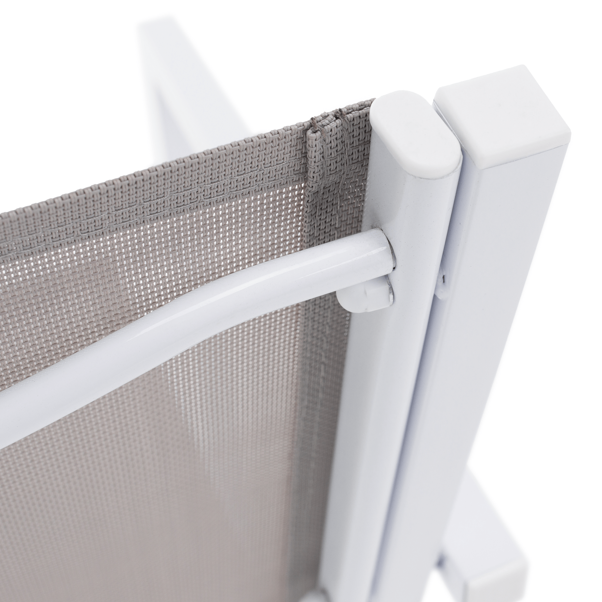 Kerti rakásolható szék, fehér acél/világosszürke, DORIO