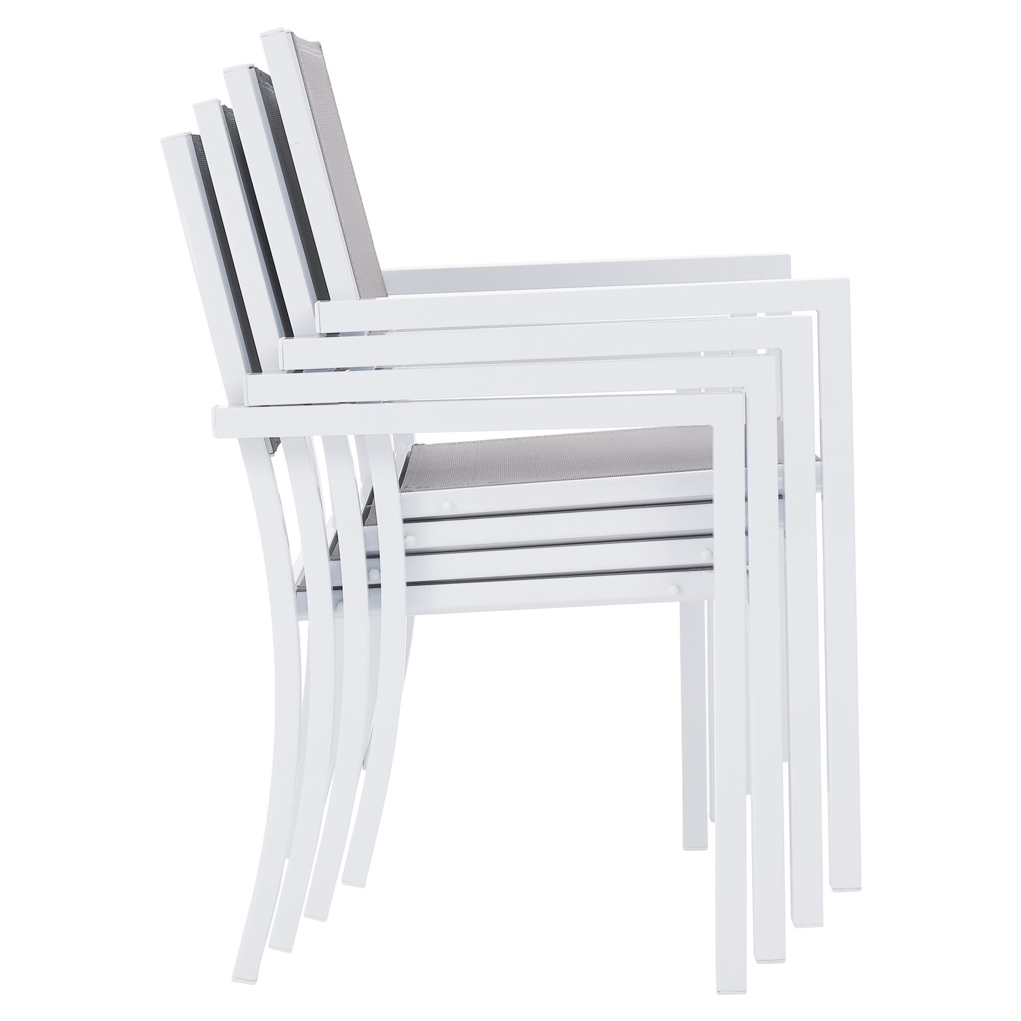 Kerti rakásolható szék, fehér acél/világosszürke, DORIO